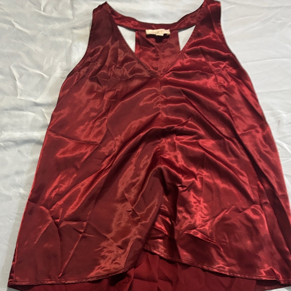 LOFT Rich Maroon Satin Blouse
